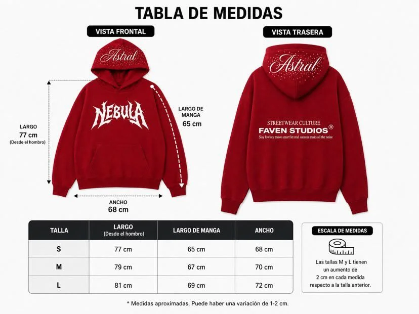 Tabla de medidas de HOODIE NEBULA RED